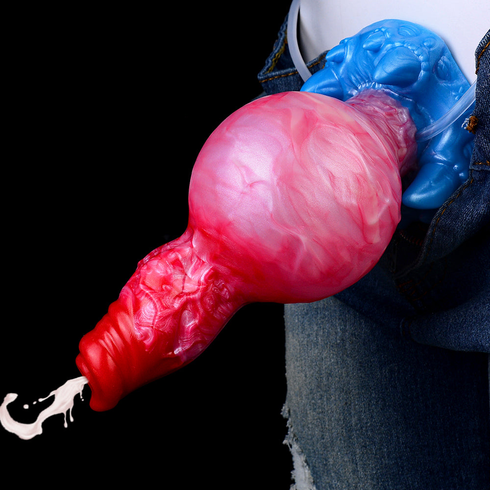 Red Dog Knot 7 Inch Inflatable Squirting Dildo