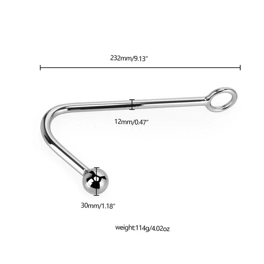 Stainless Steel Anal Hook with Metal Ball