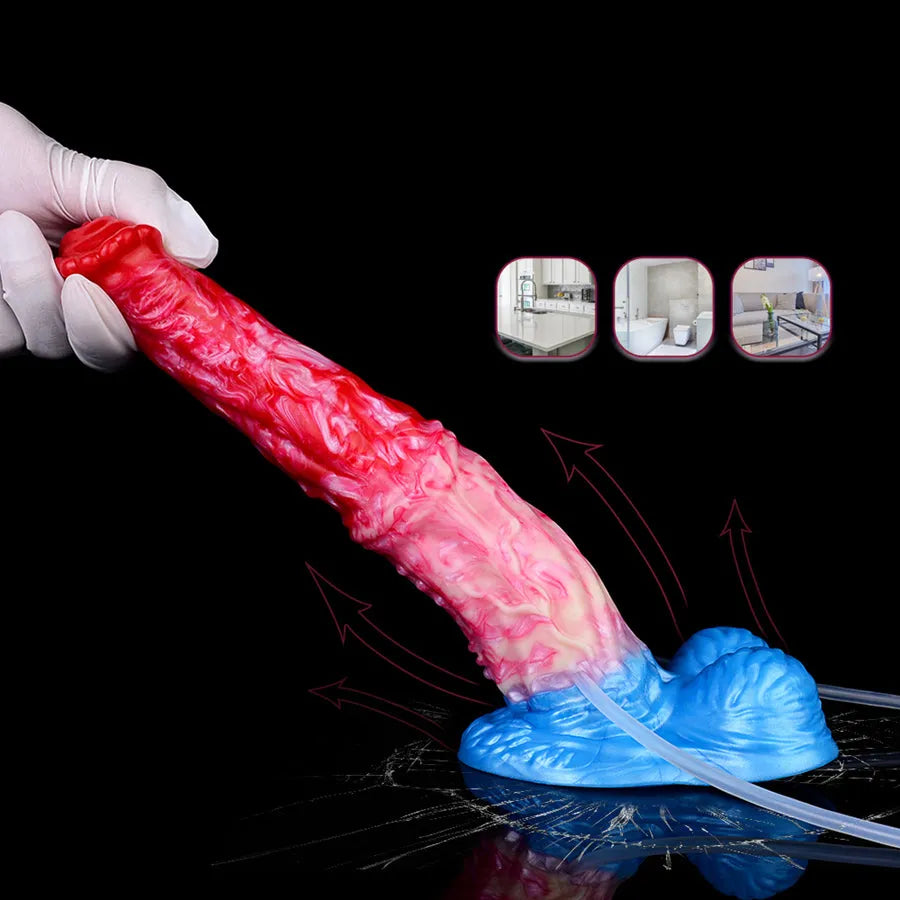 8 Inch Red Inflatable Horse Squirting Dildo