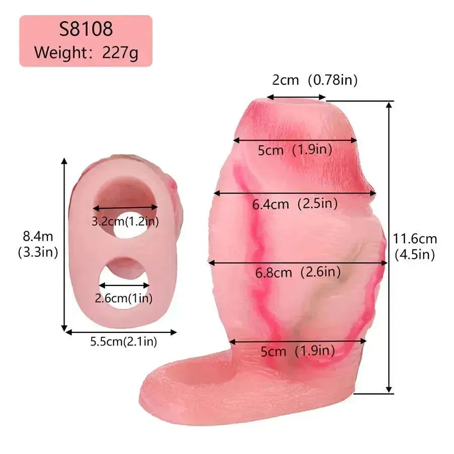 4 Inch Pink Large Realistic Penis Sleeve