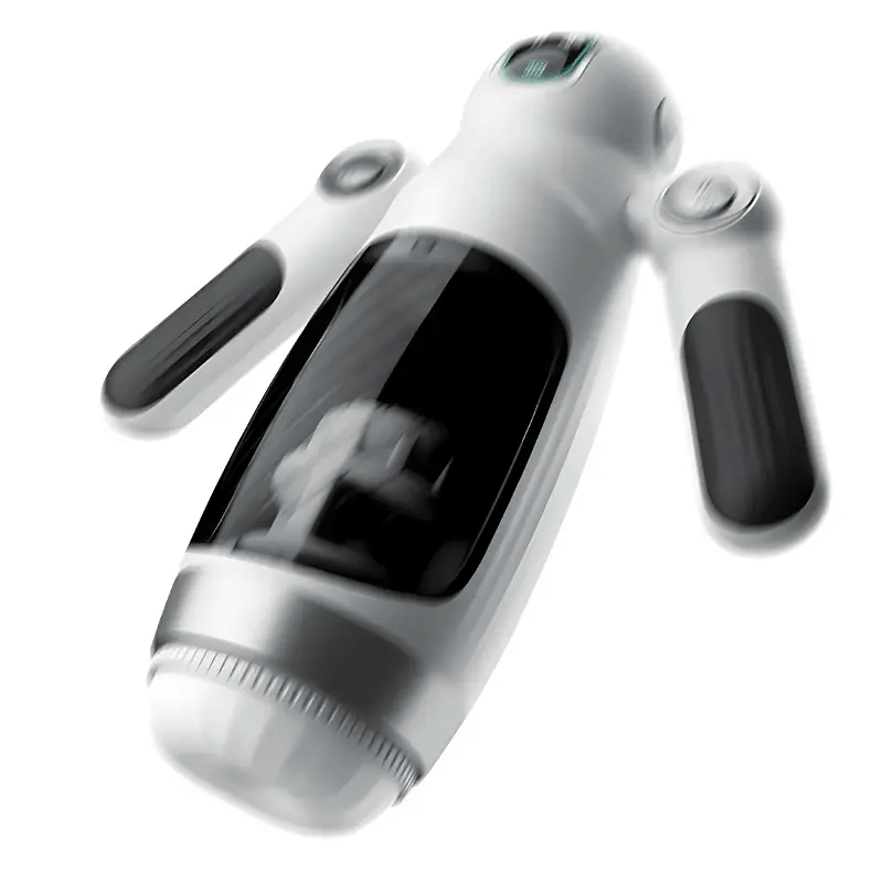 White Robotic Retractable Oral Sex Machine with Handle