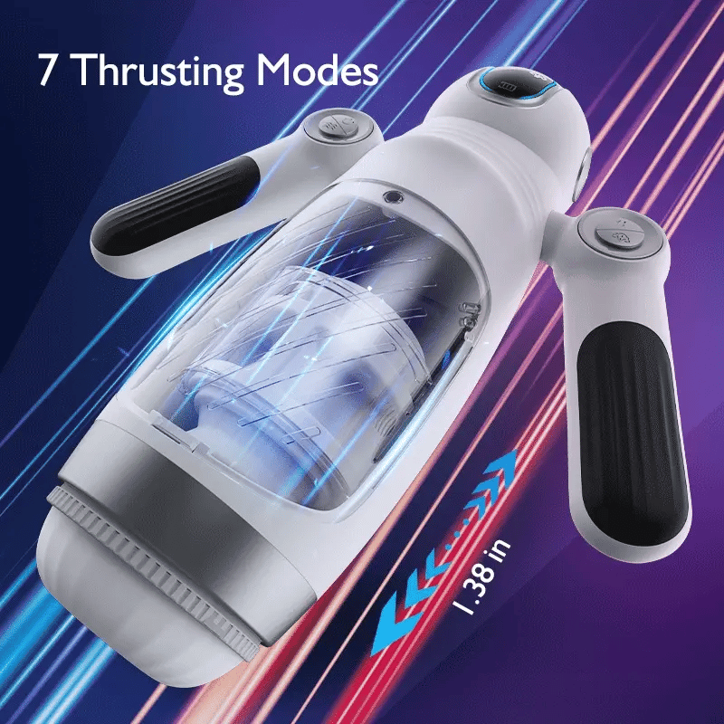 White Robotic Retractable Oral Sex Machine with Handle