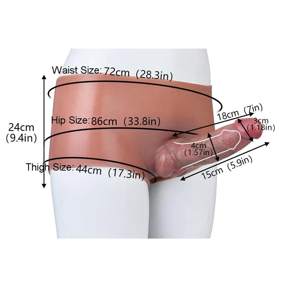 7 Inch Silicone Realistic Hollow Dildo Panties