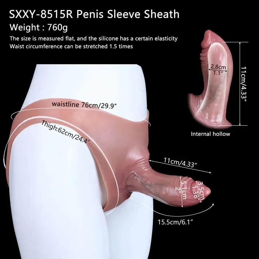 6 Inch Wearable Penis Sleeve Hollow Dildo Panties