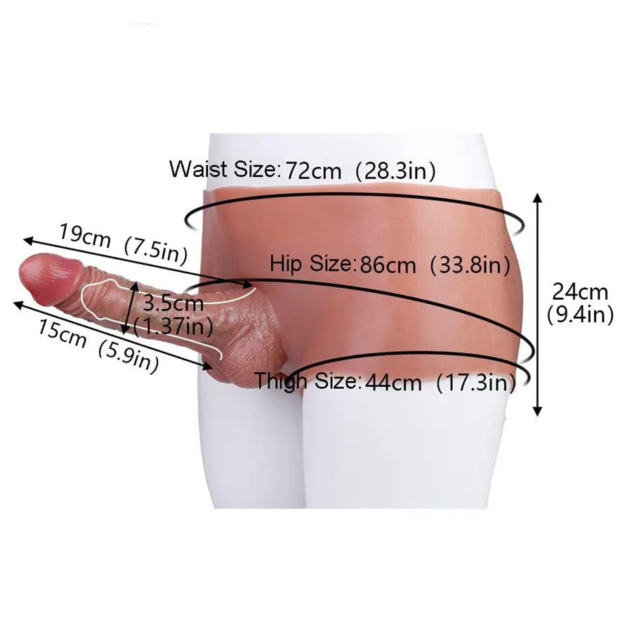 7.5 Inch Silicone Wearable Hollow Dildo Panties