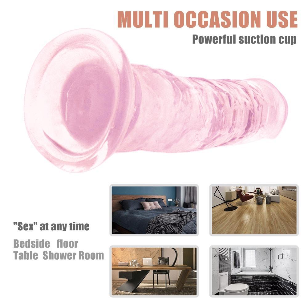 9.84 Inch Super Suction Pink Transparent Realistic Dildo